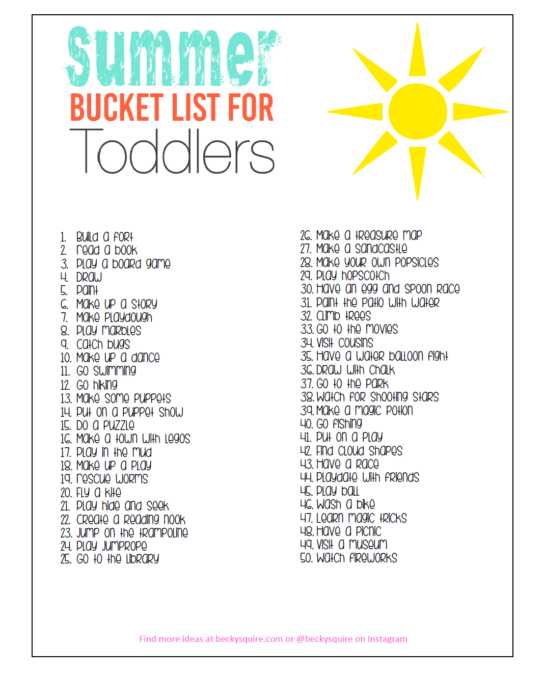 Summer Bucket List – Latter Day Baby